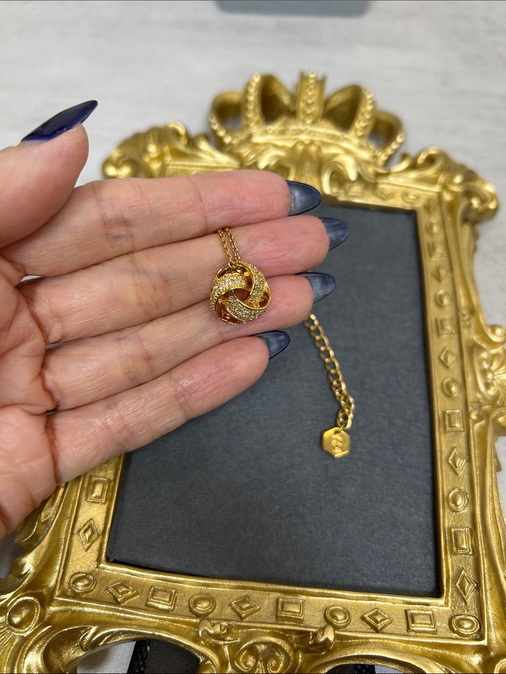 Touchstone Crystal by Swarovski Gold Knot Pendant with Swarovski Crystals